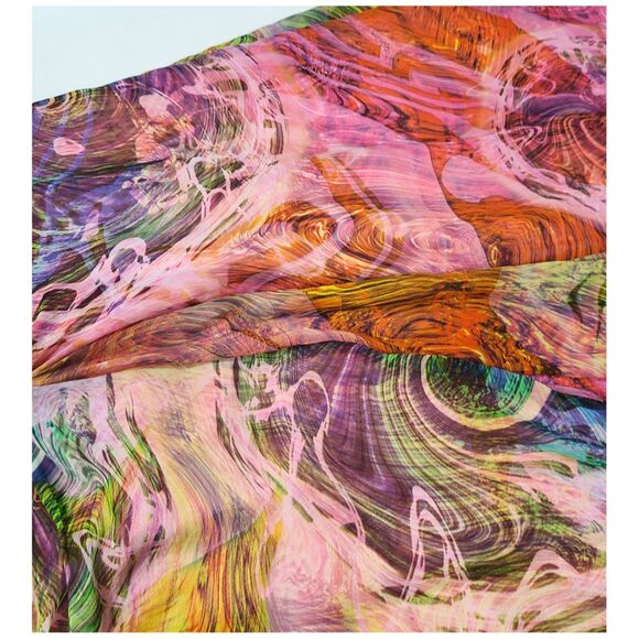 JS Boutique Y2K 2000s Ruched Chiffon-esque Maxi Dress Multicolor Size 4 - Picture 2 of 8